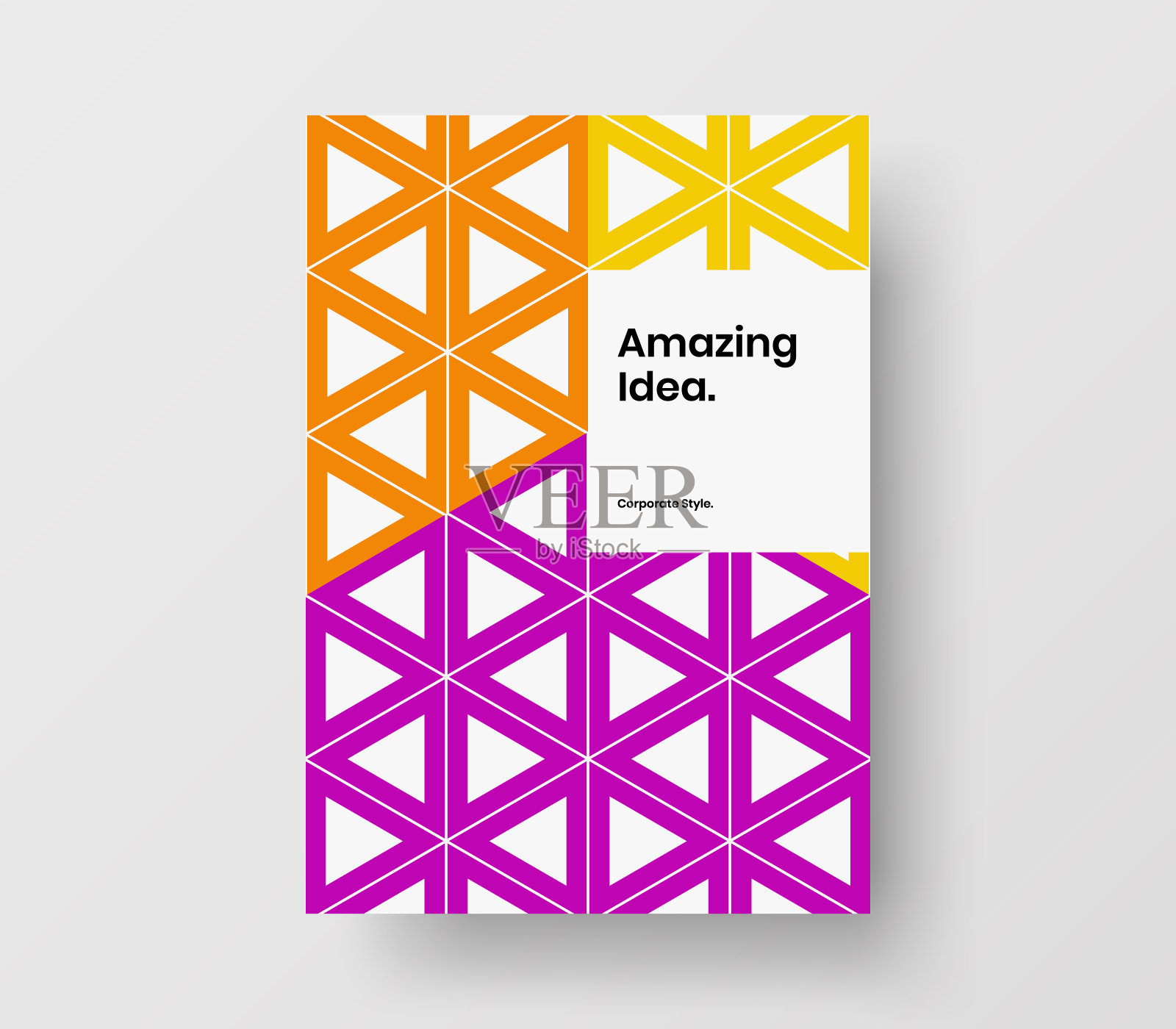 干净的明信片矢量设计模板。现代几何形状的年度报告概念。设计模板素材