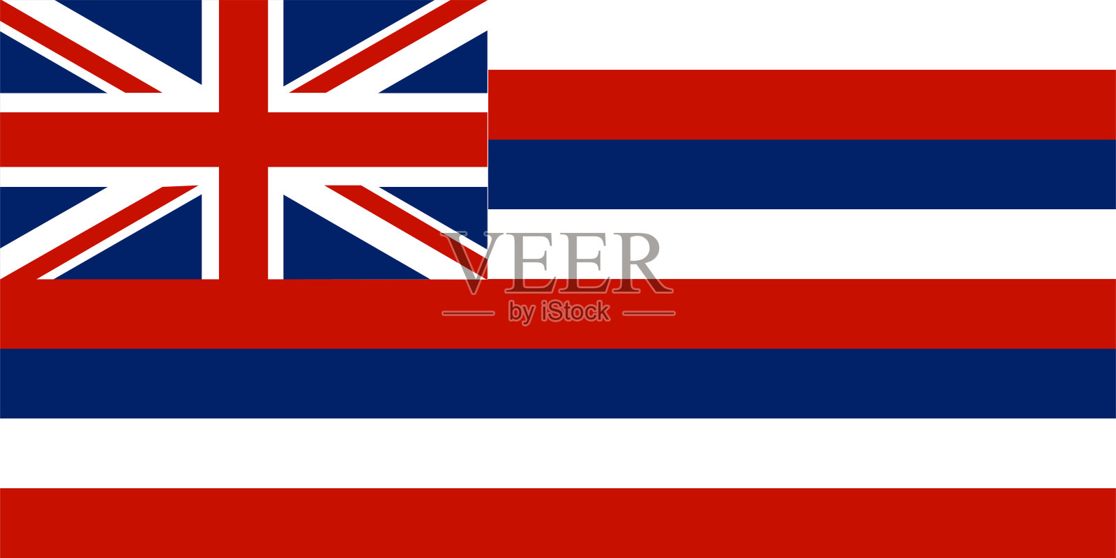 夏威夷州旗(美国，美国或美国，北美)夏威夷，白，红，蓝相间的八条横条纹，与英国国旗插画图片素材