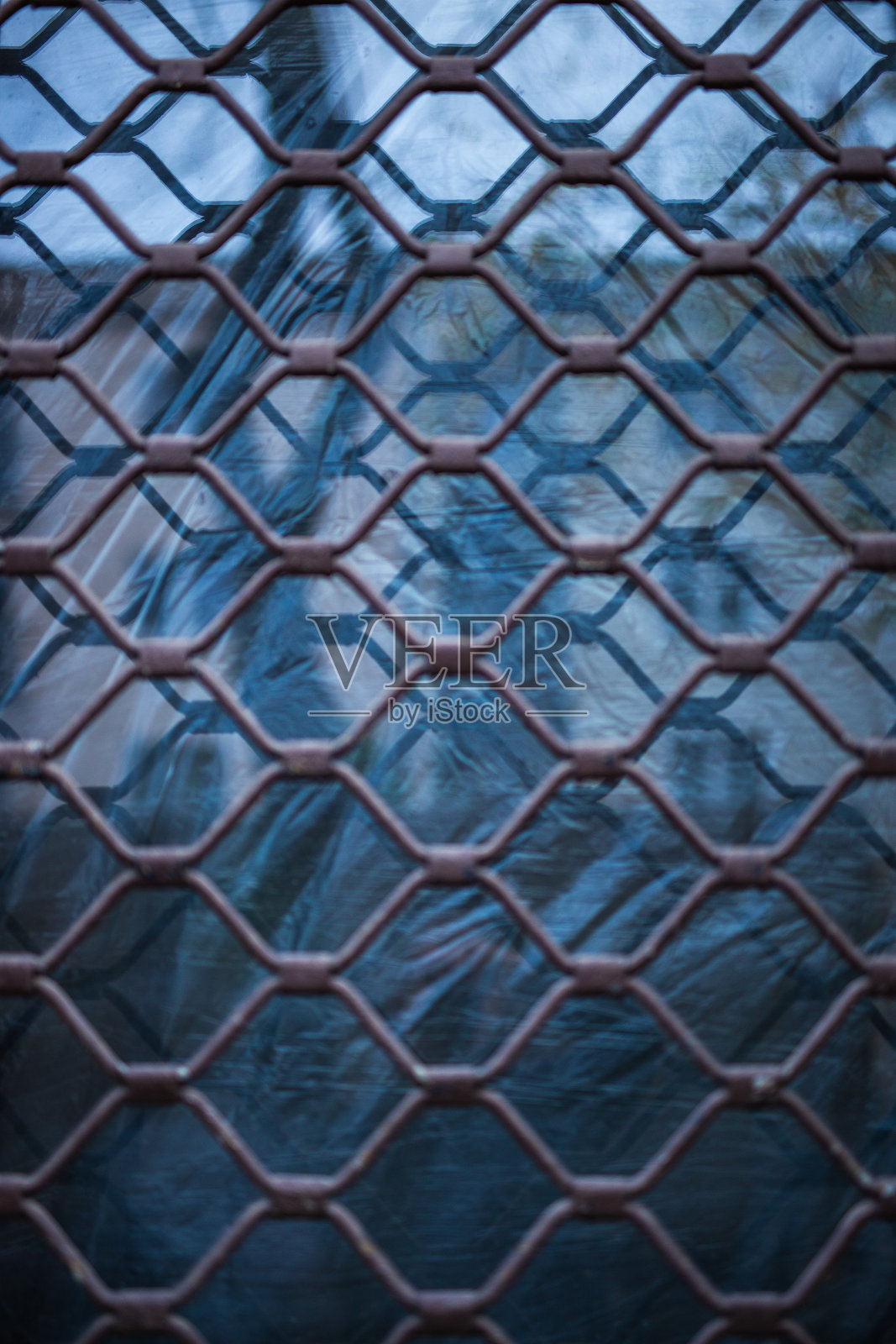 窗户上有金属保护格栅照片摄影图片