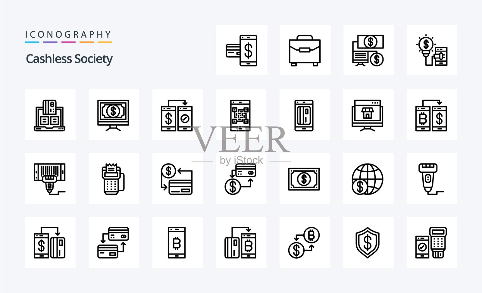 25无现金社会线图标包图标素材