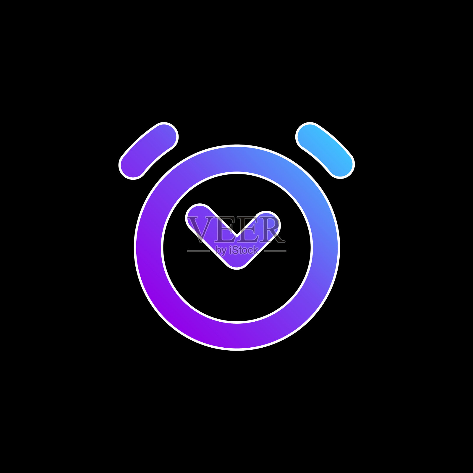 闹钟蓝色梯度矢量图标插画图片素材