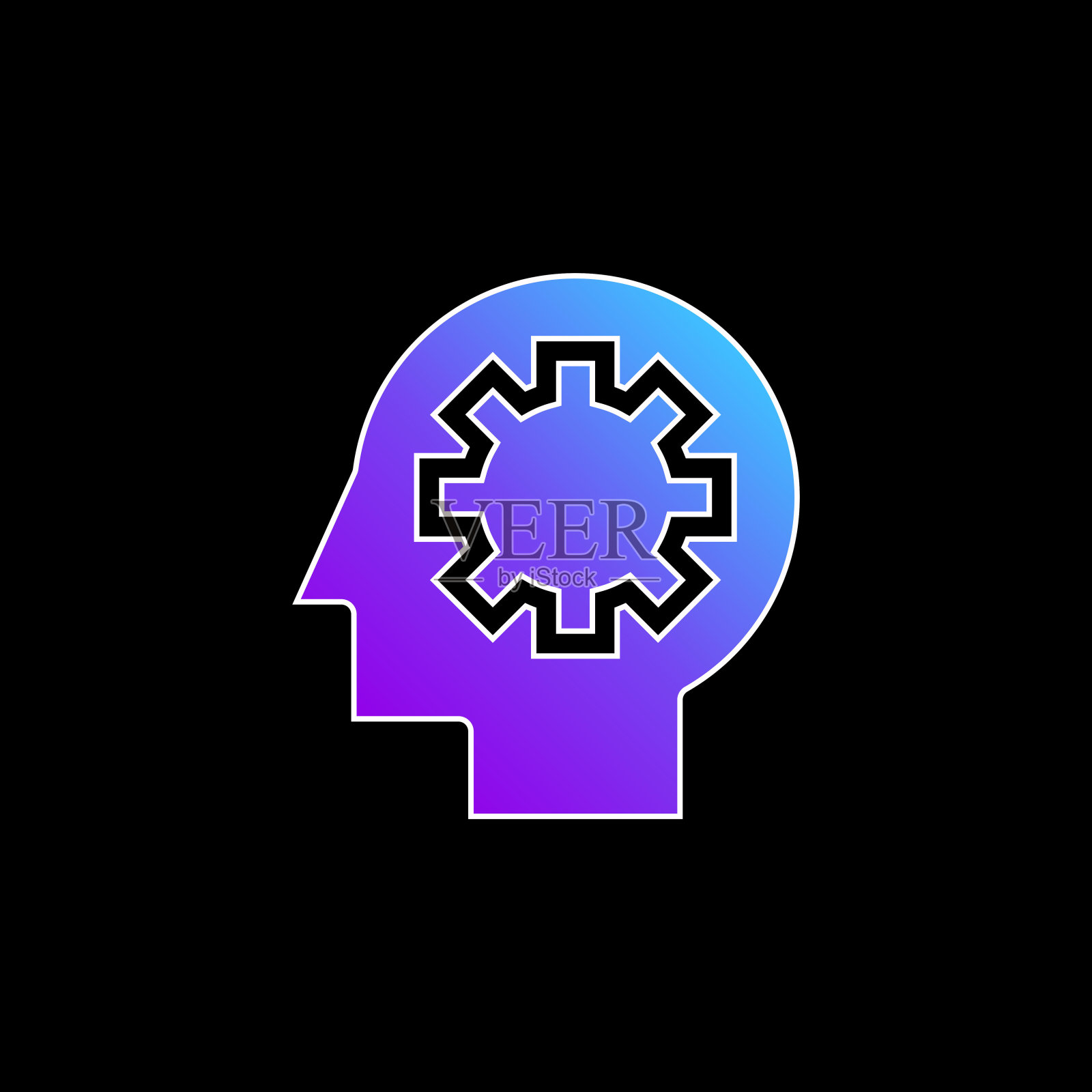 大脑处理蓝色梯度矢量图标插画图片素材