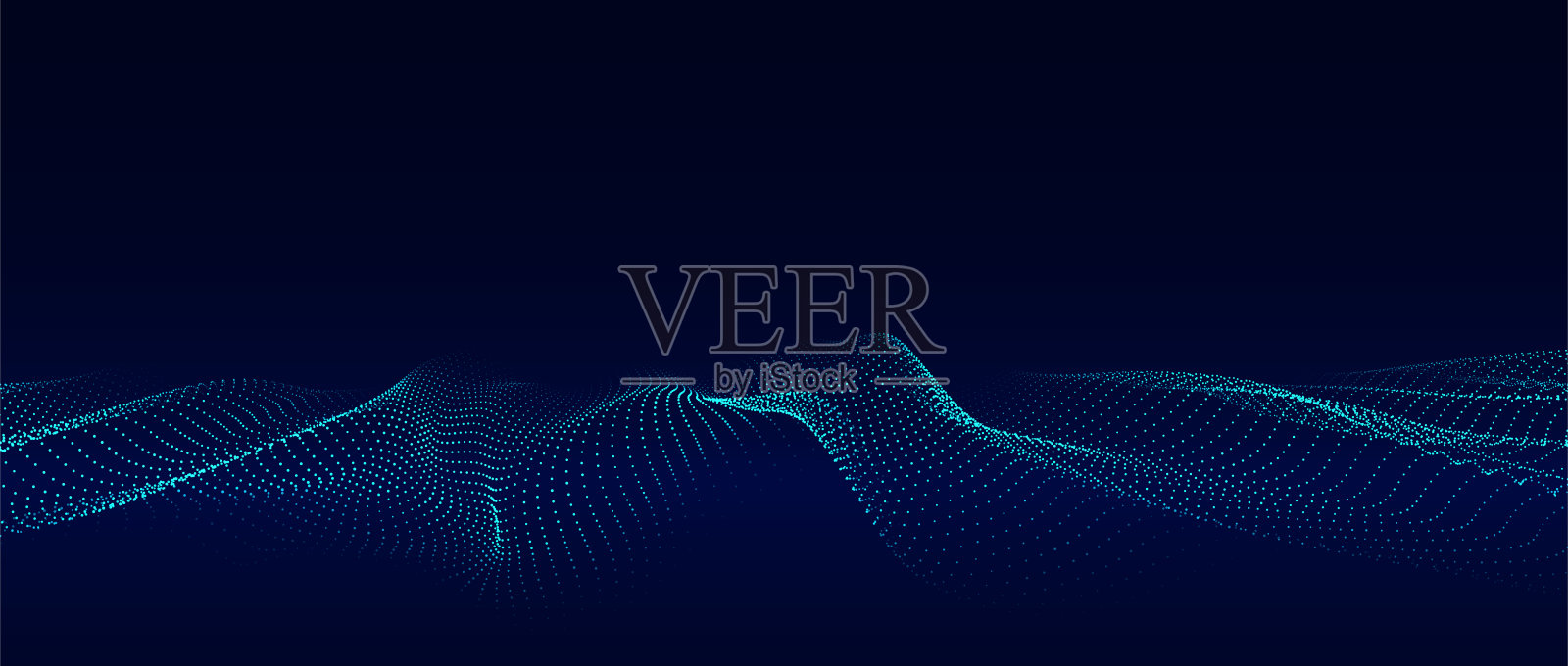 粒子波。数字波背景概念。抽象技术背景。大数据可视化。矢量插图。插画图片素材