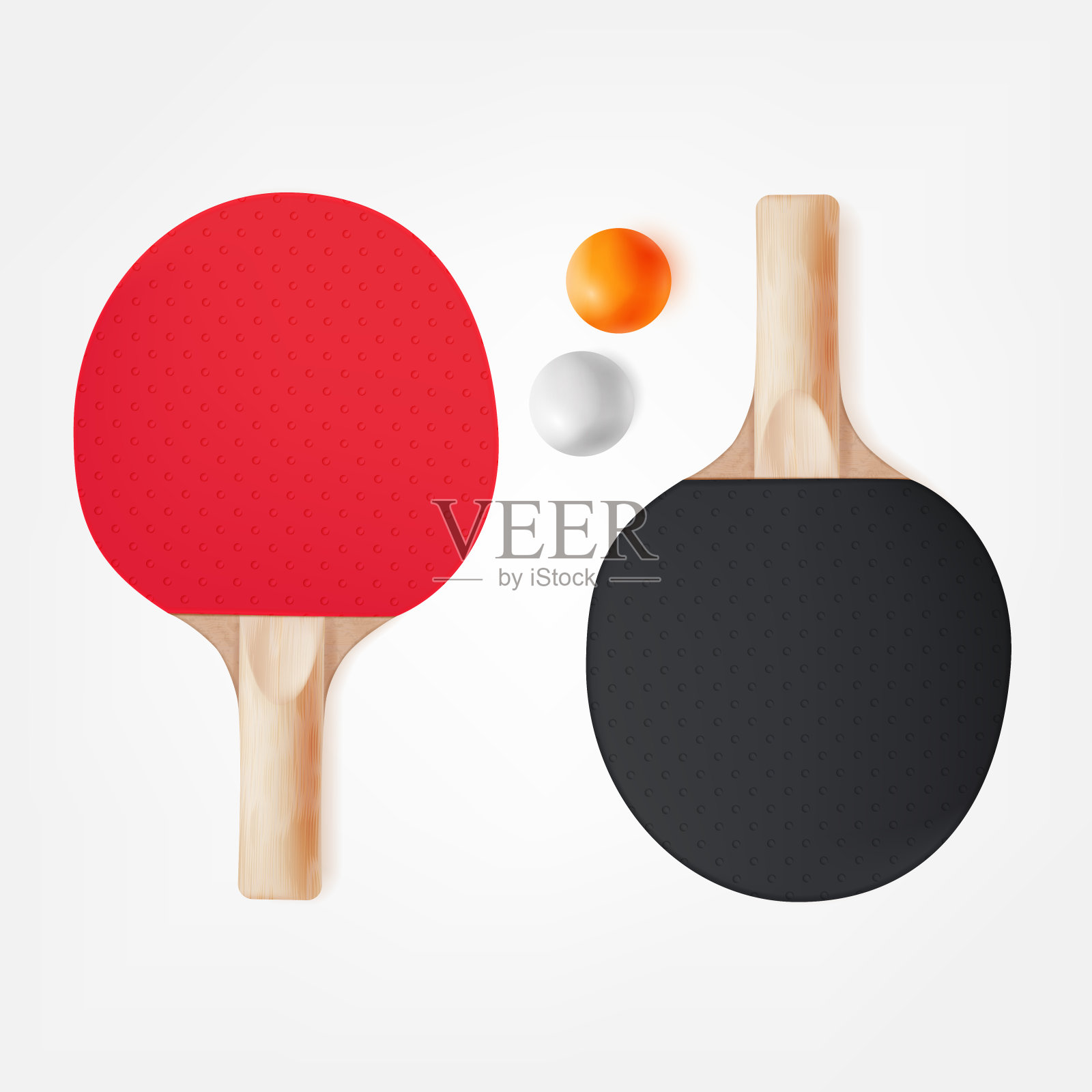 木制球拍：沙滩健身网球拍和乒乓球拍插画图片素材