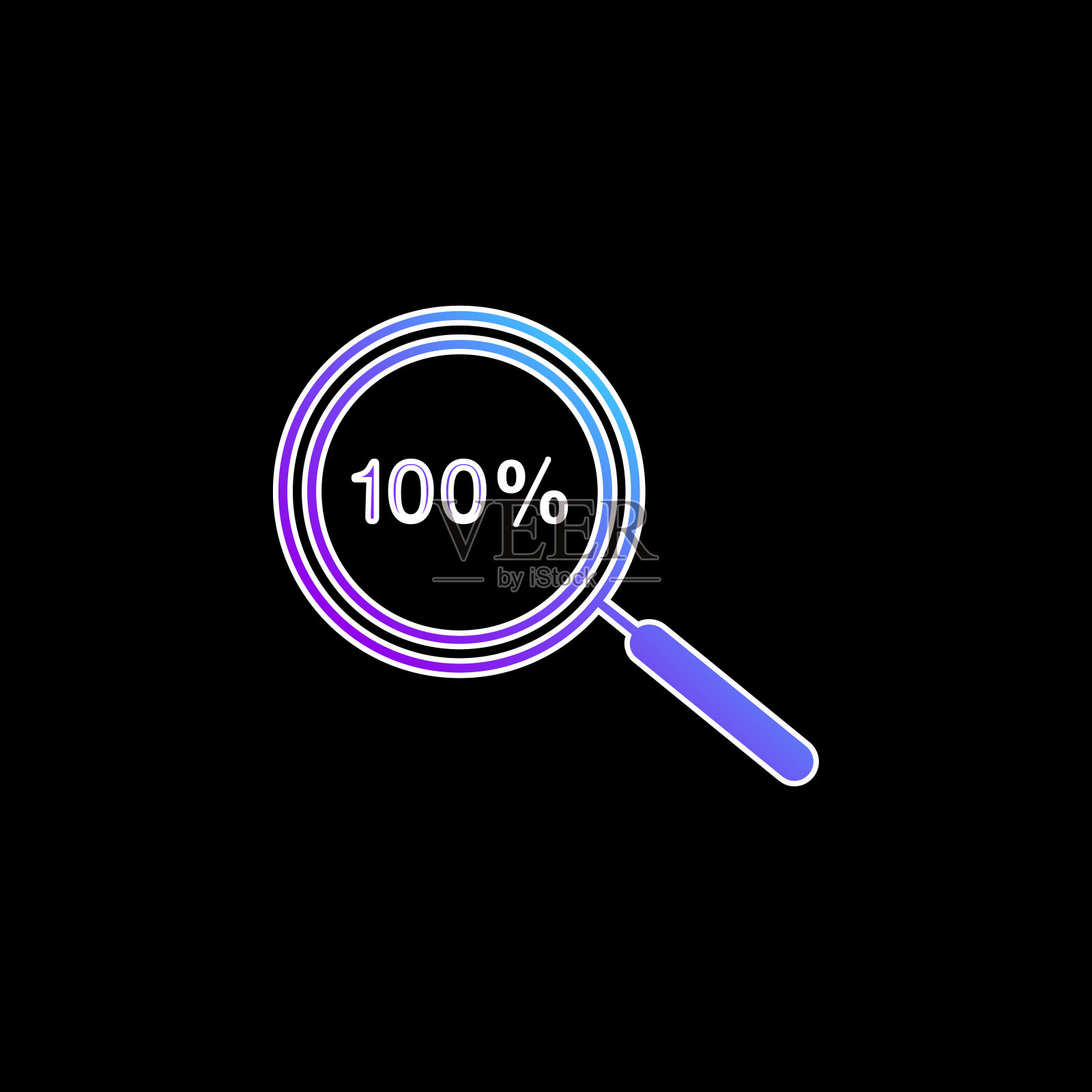 100%缩放符号蓝色梯度矢量图标插画图片素材