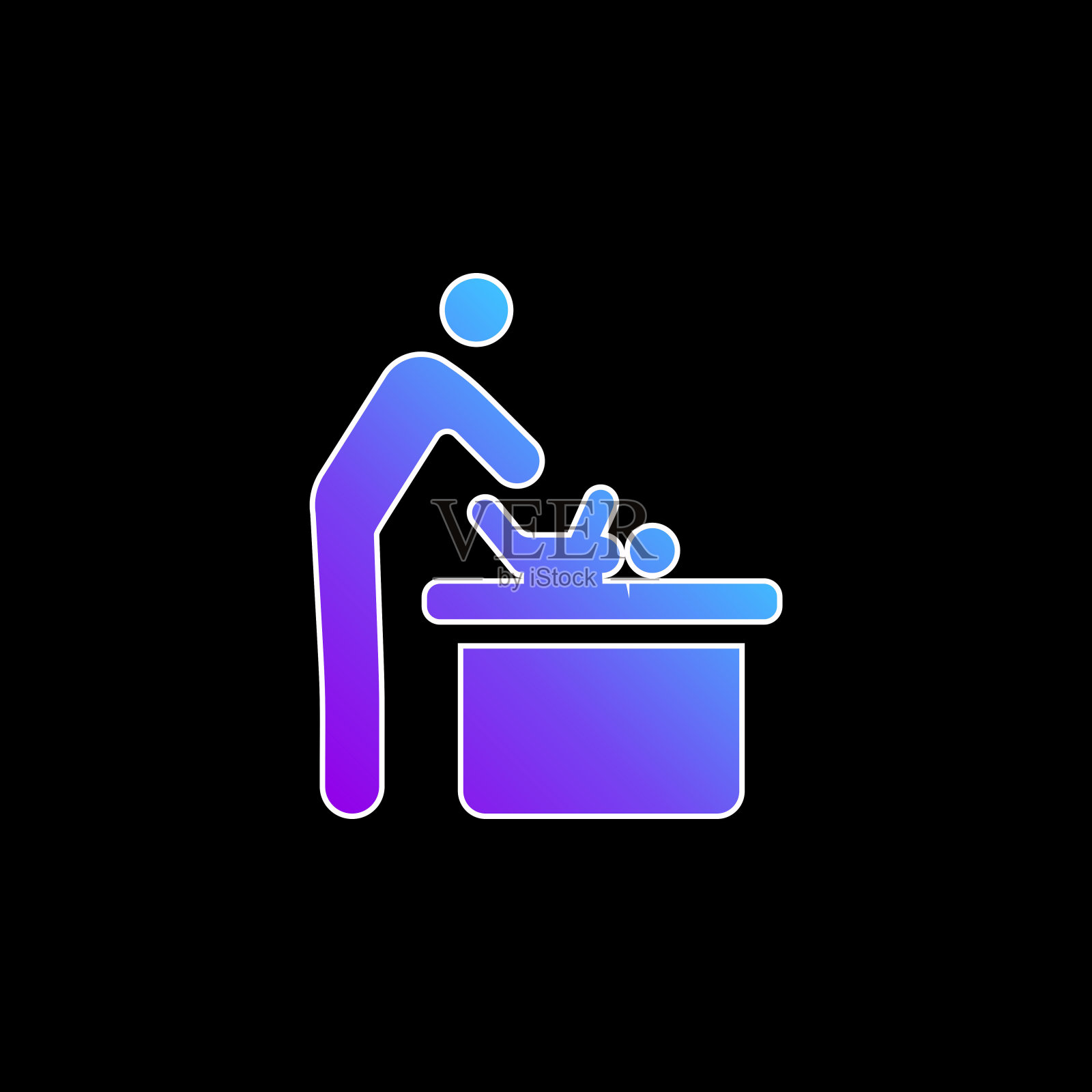 婴儿改变蓝色梯度矢量图标插画图片素材