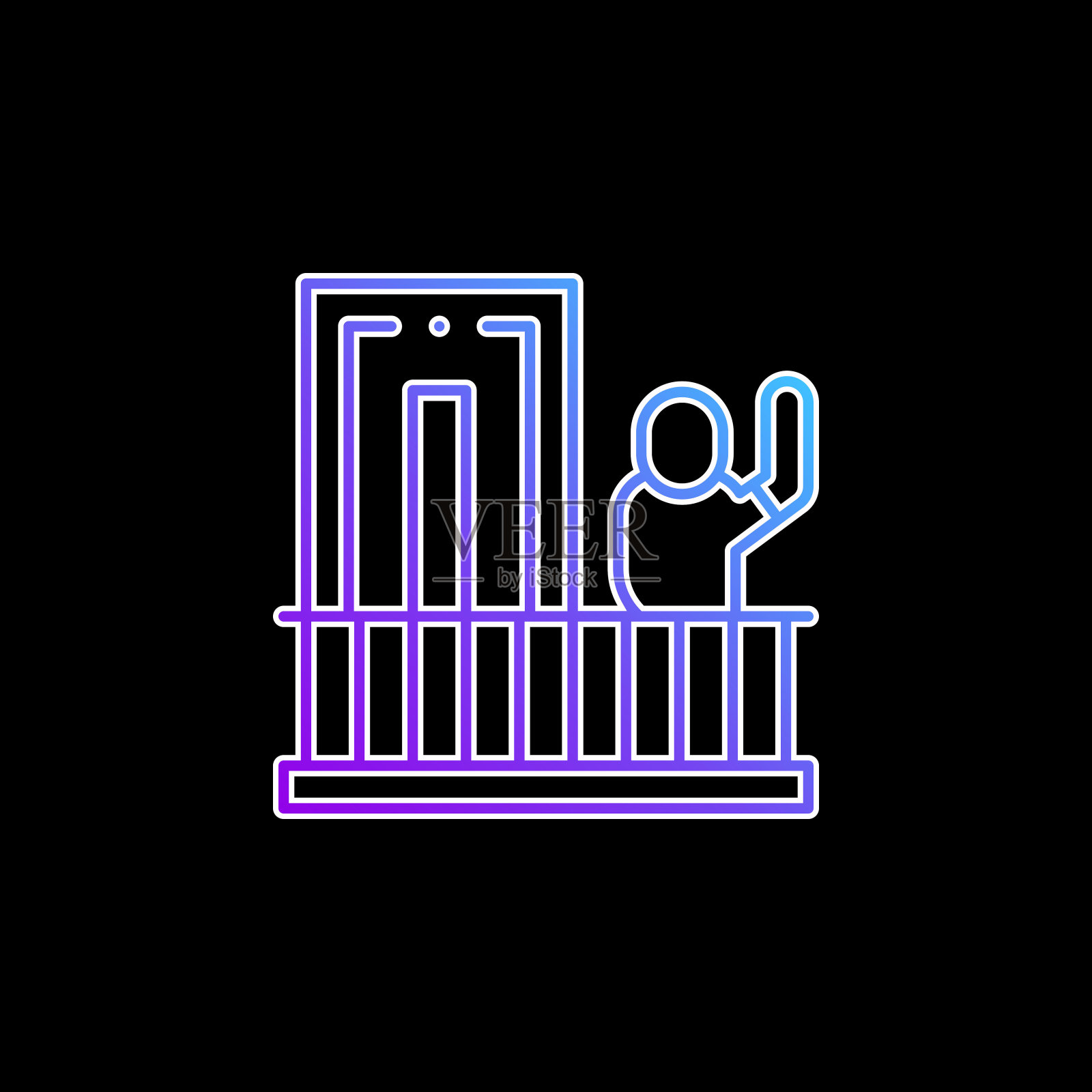 阳台蓝色梯度矢量图标插画图片素材