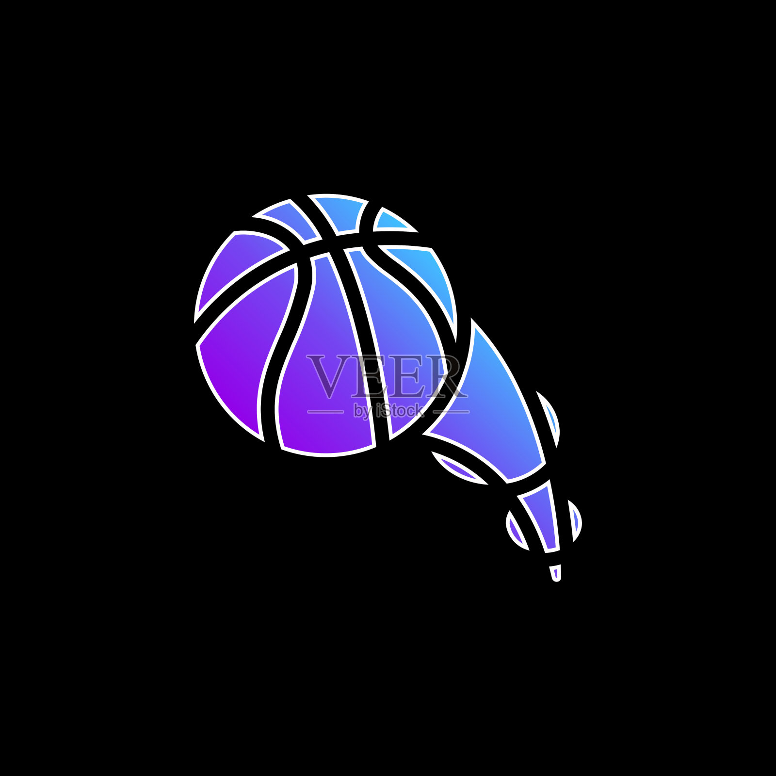 篮球蓝色渐变矢量图标插画图片素材