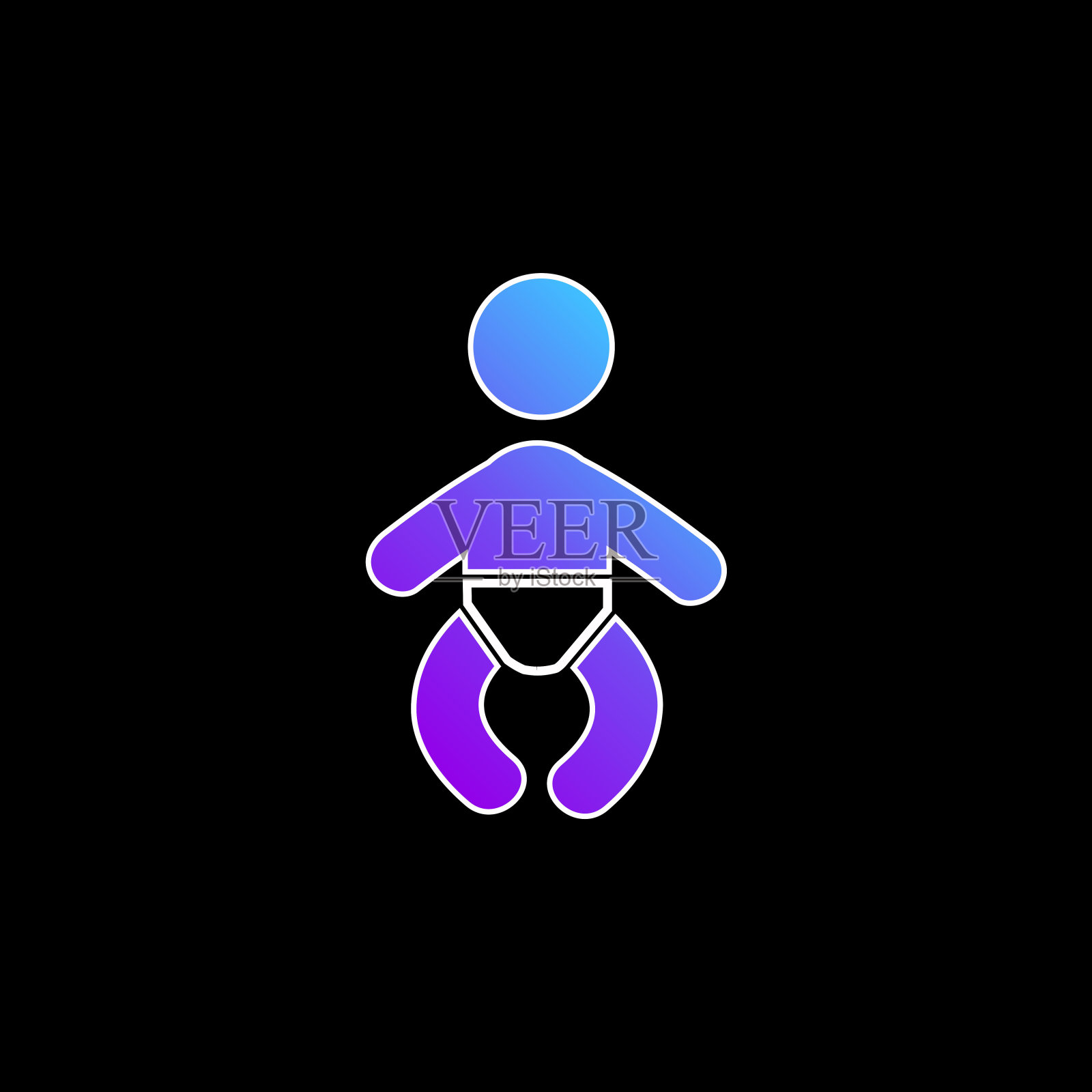 婴儿穿尿布蓝色梯度矢量图标插画图片素材