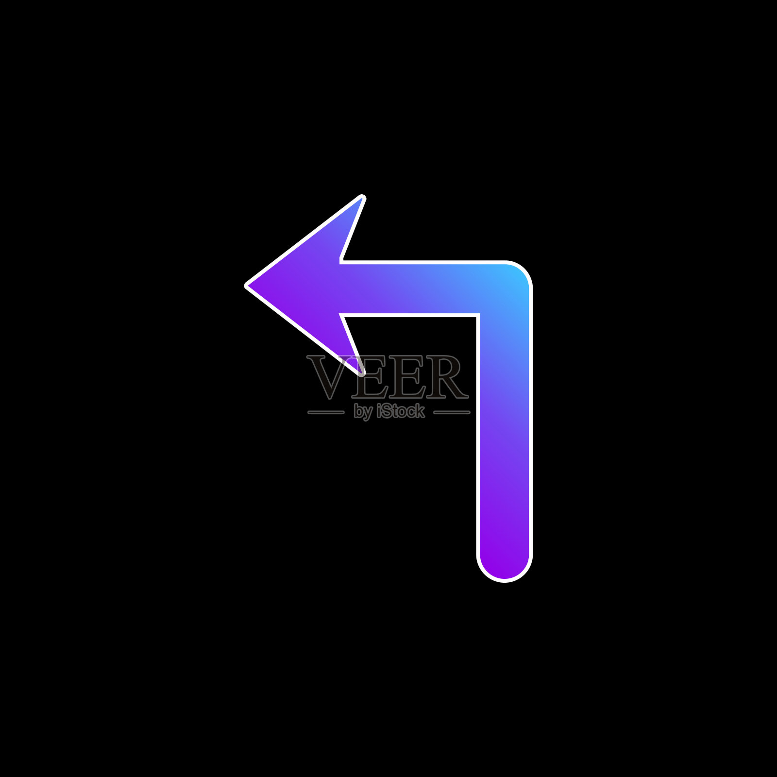 箭头的大尺寸向左转向蓝色梯度矢量图标插画图片素材