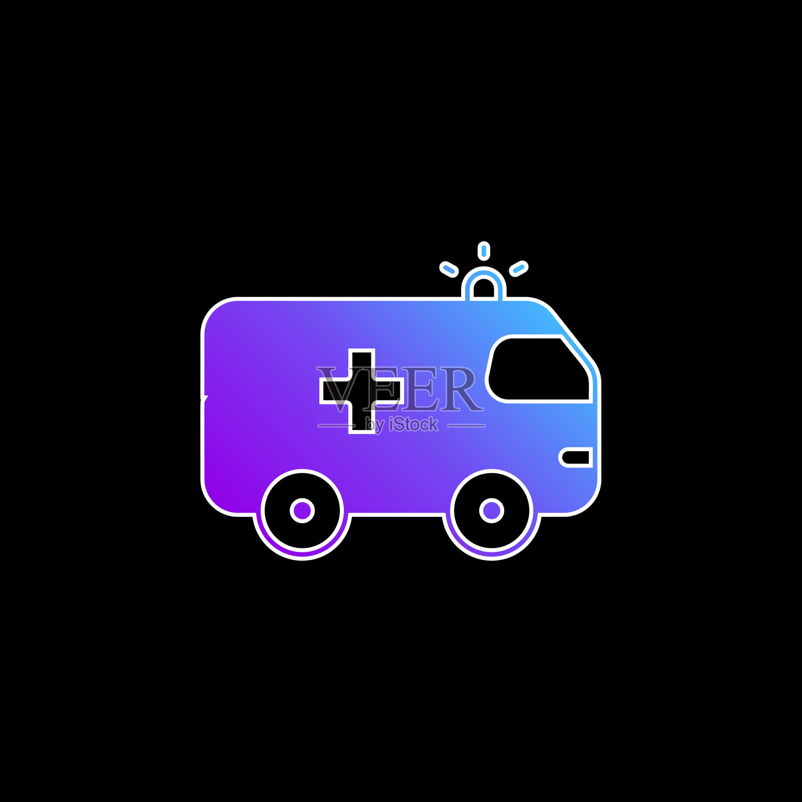 救护车蓝色梯度矢量图标插画图片素材