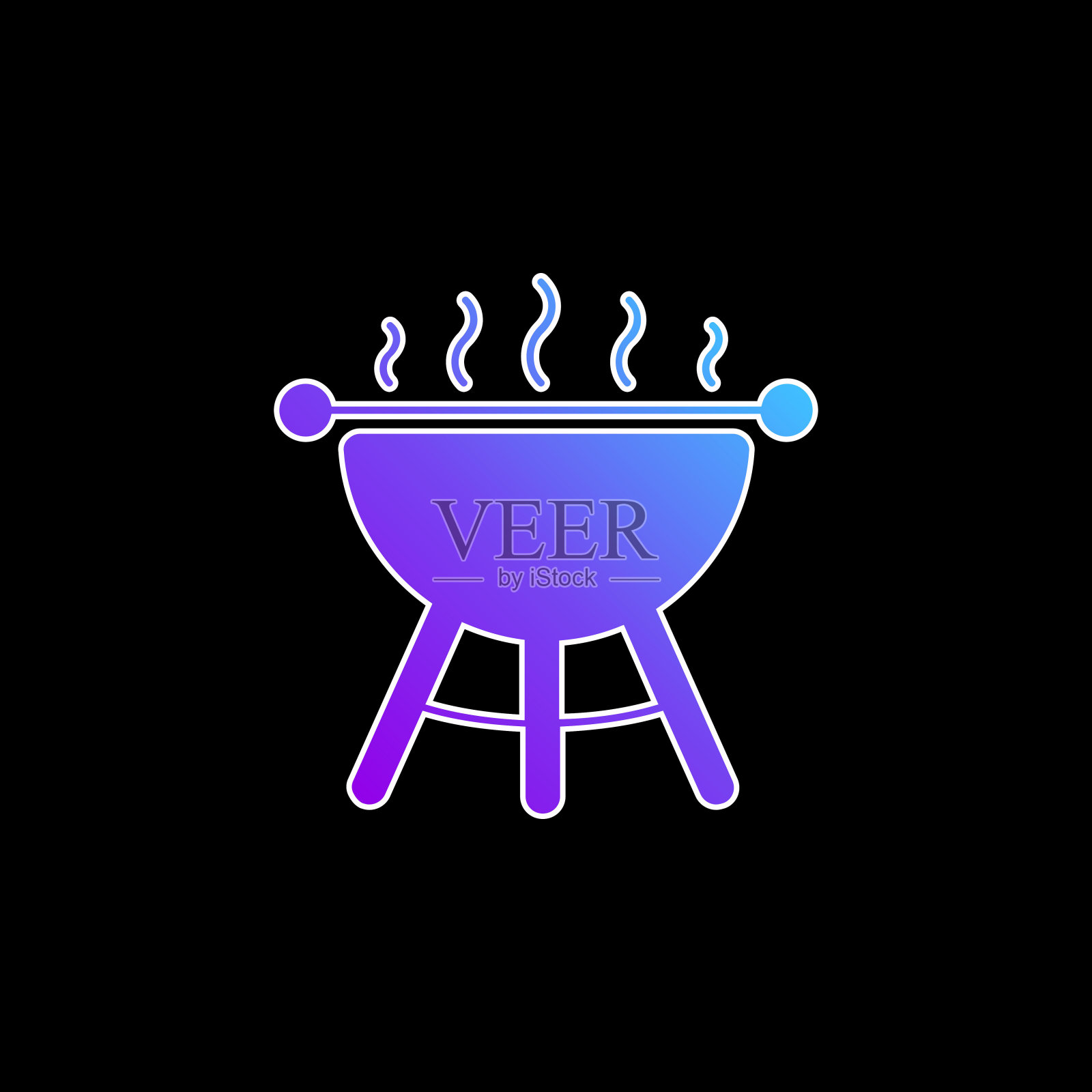 烧烤蓝色渐变矢量图标插画图片素材