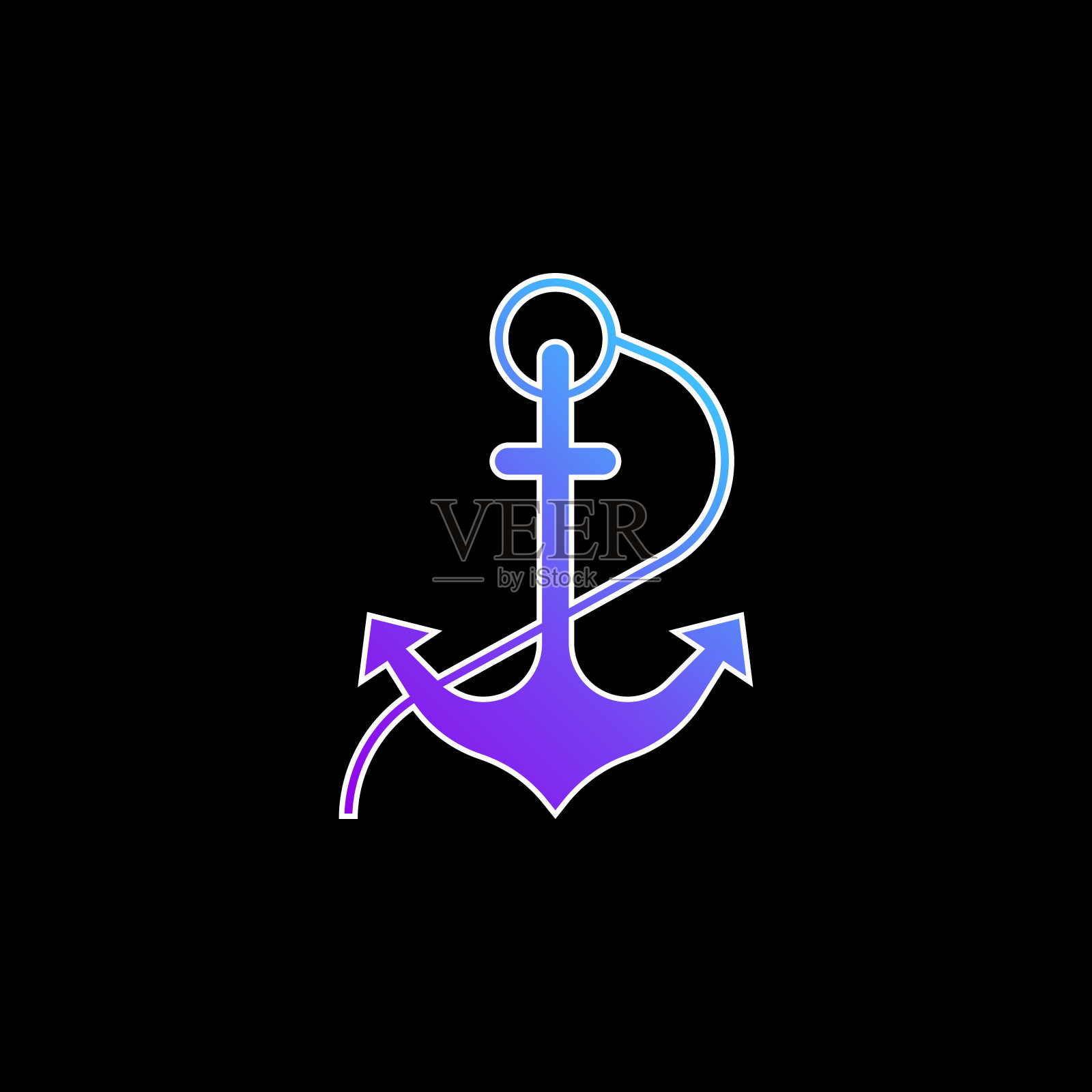 锚蓝色梯度矢量图标插画图片素材