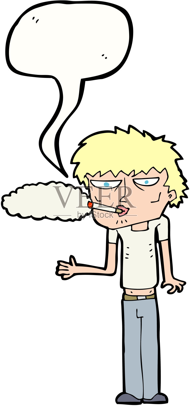 卡通吸烟者与语音气泡设计元素图片