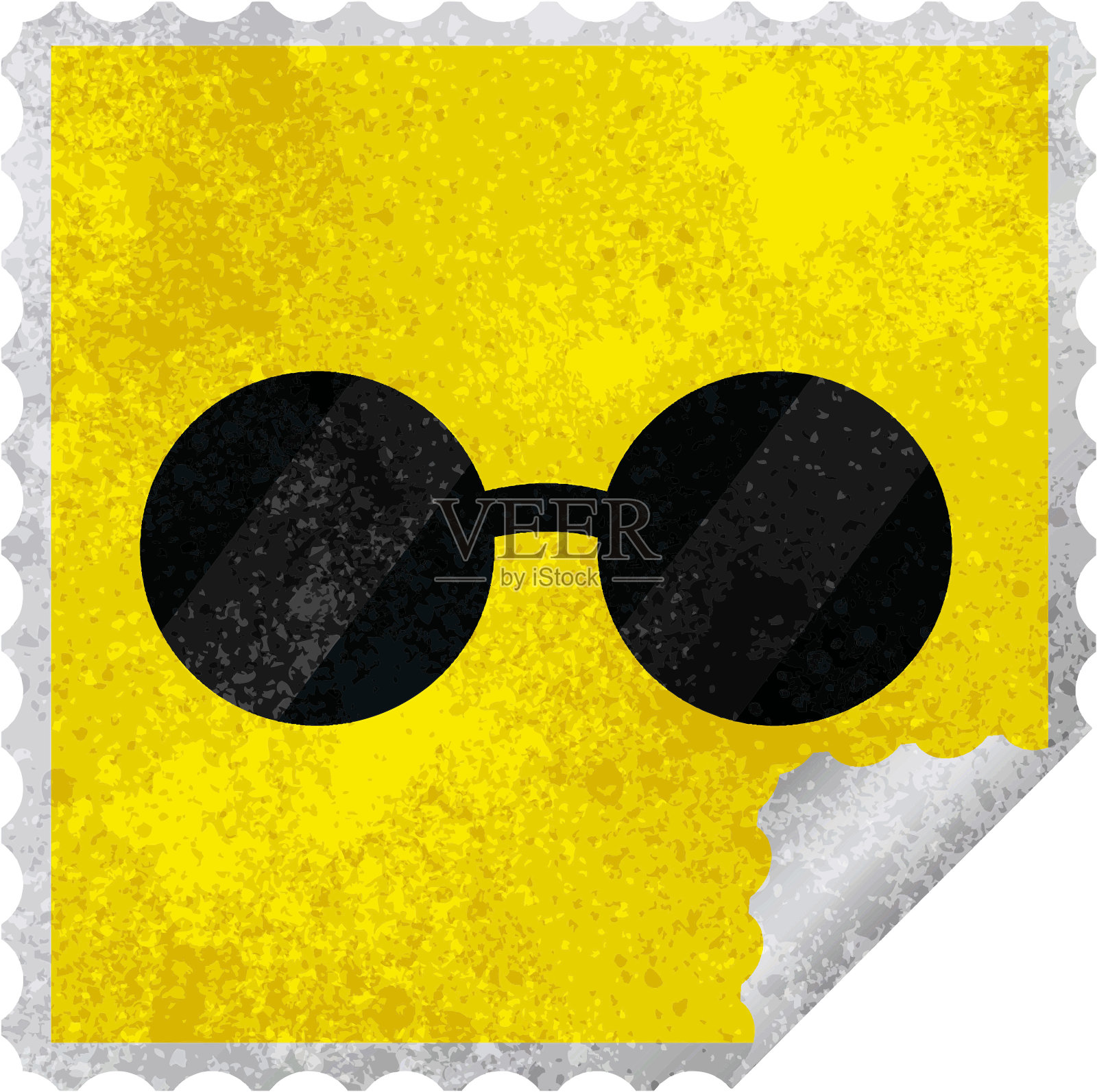 太阳镜图形方形贴纸邮票插画图片素材