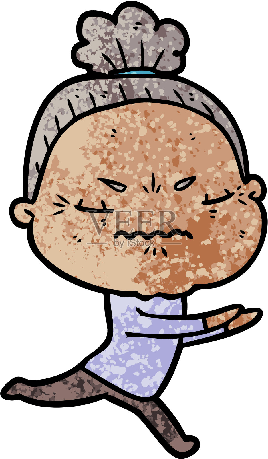 卡通烦老太太插画图片素材