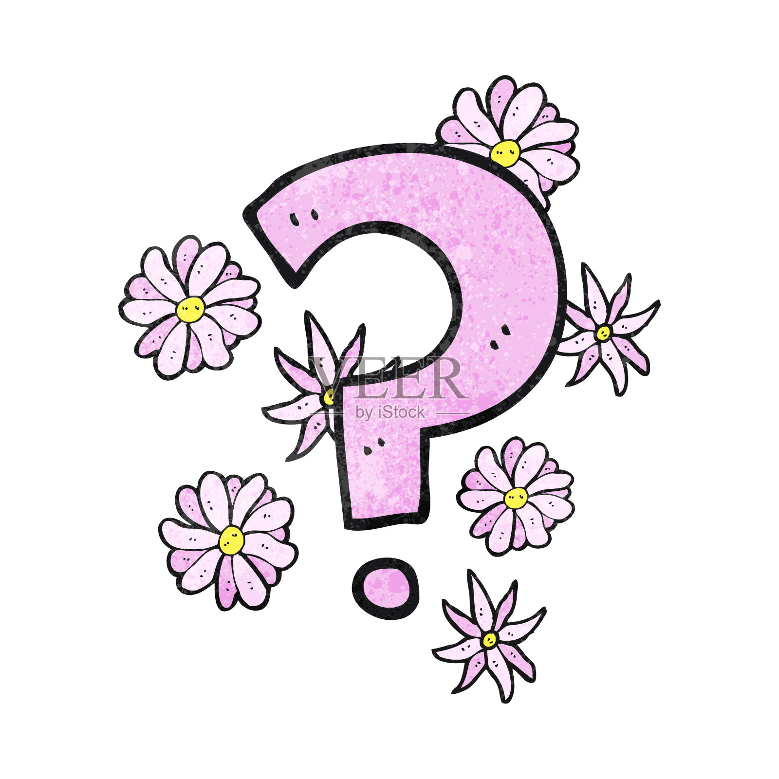 手绘纹理卡通问号插画图片素材