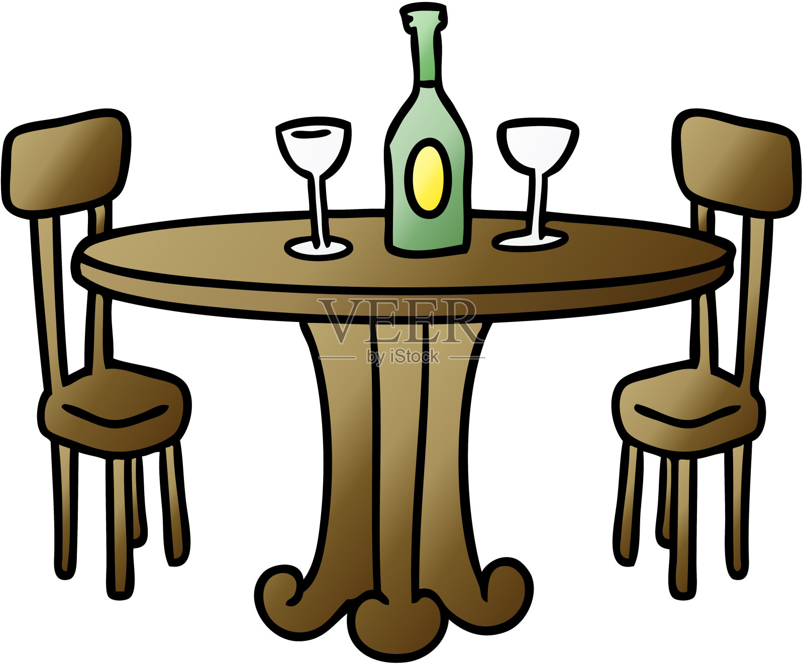 手绘渐变卡通涂鸦餐桌和饮料插画图片素材