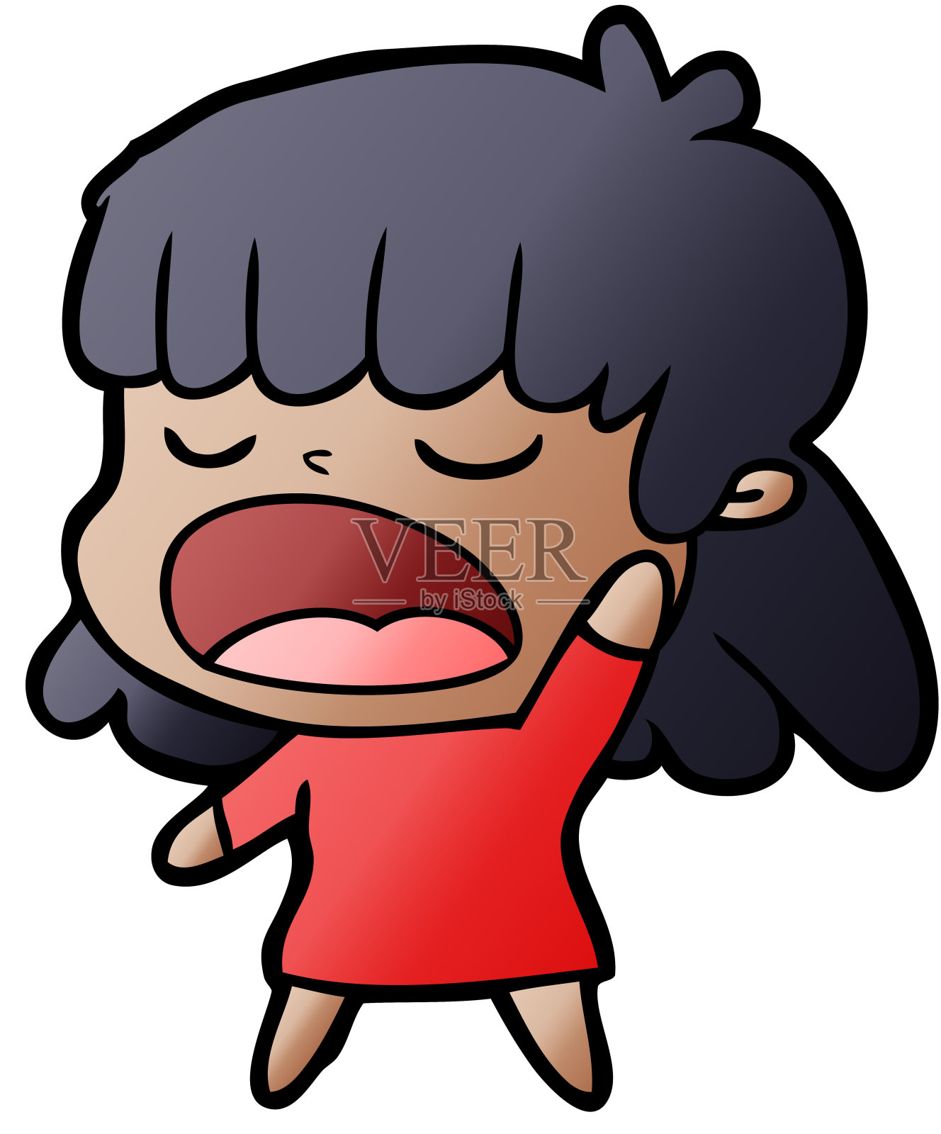 卡通女人大声说话插画图片素材