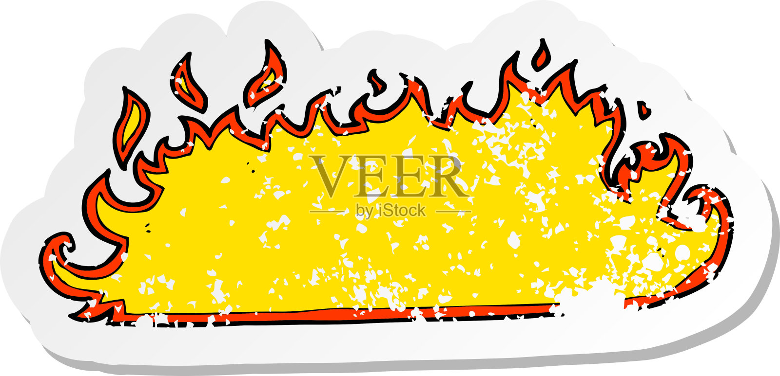 复古心疼贴纸的卡通火灾边界设计元素图片