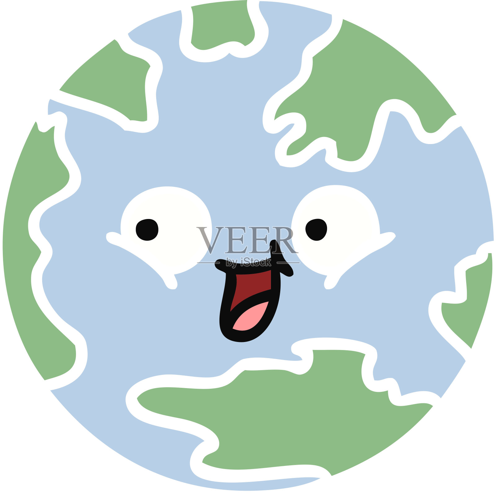 平面彩色复古卡通的一个星球地球插画图片素材