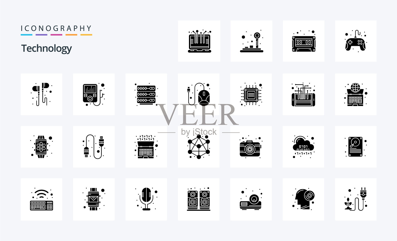 25技术固体字形图标包图标素材