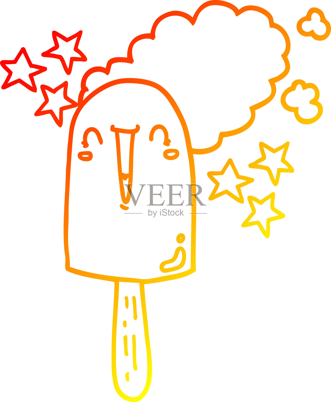 温暖的梯度线绘制一个可爱的卡通冰棍设计元素图片