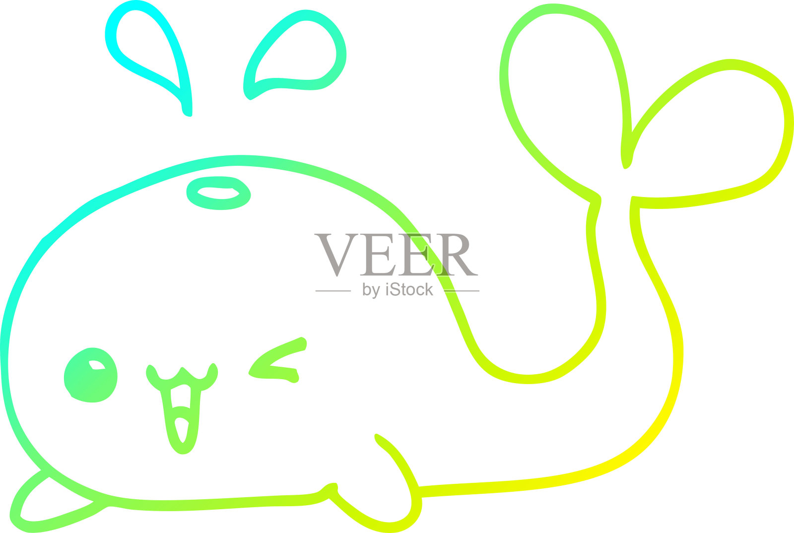 冷梯度线绘制的卡通鲸鱼设计元素图片