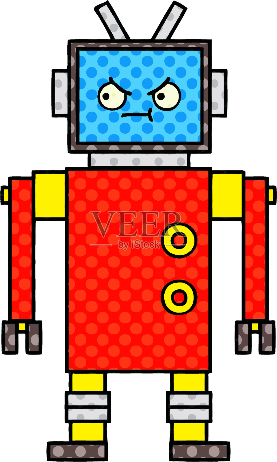 漫画书风格的机器人卡通设计元素图片