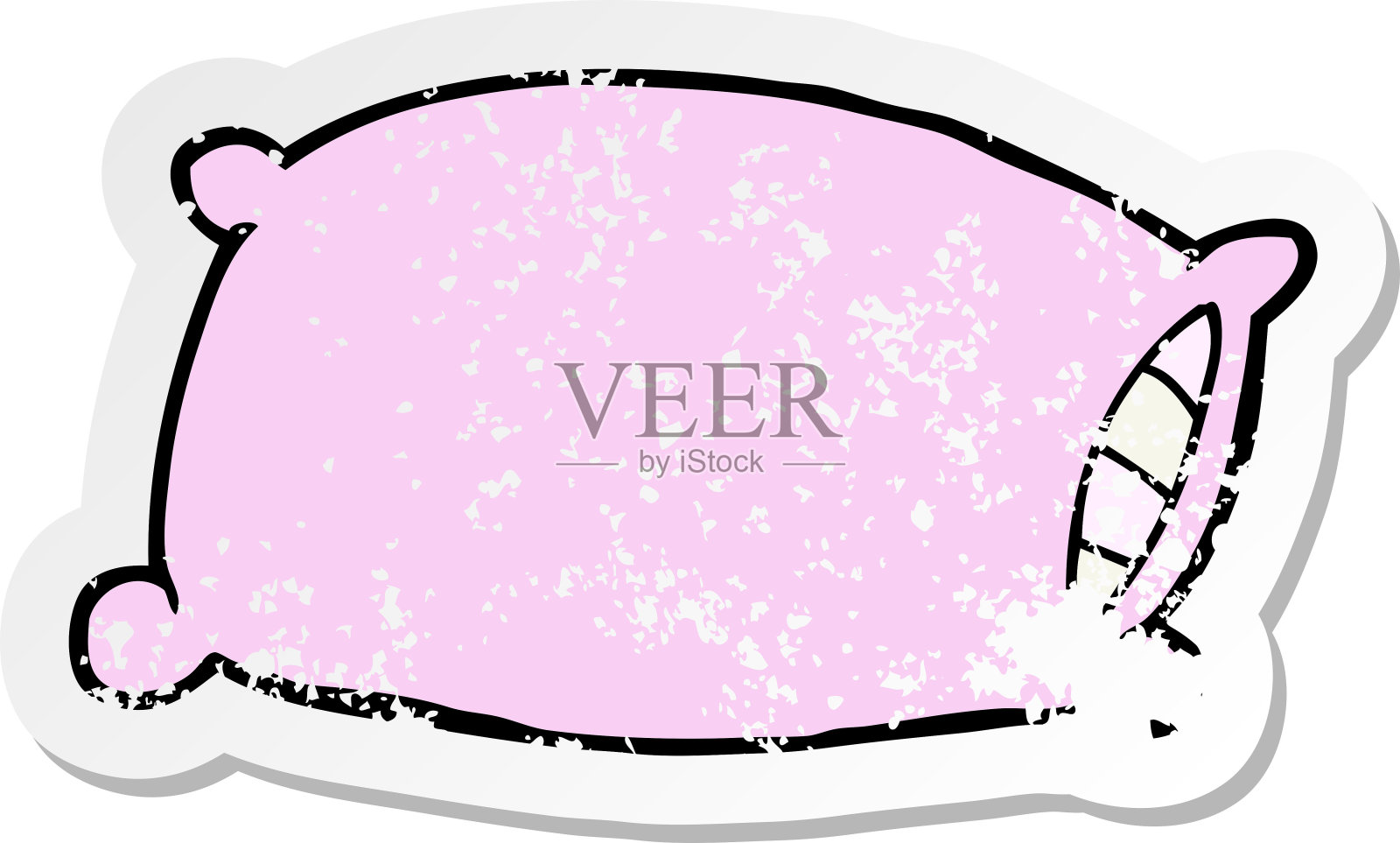 复古心疼贴纸的卡通枕头插画图片素材