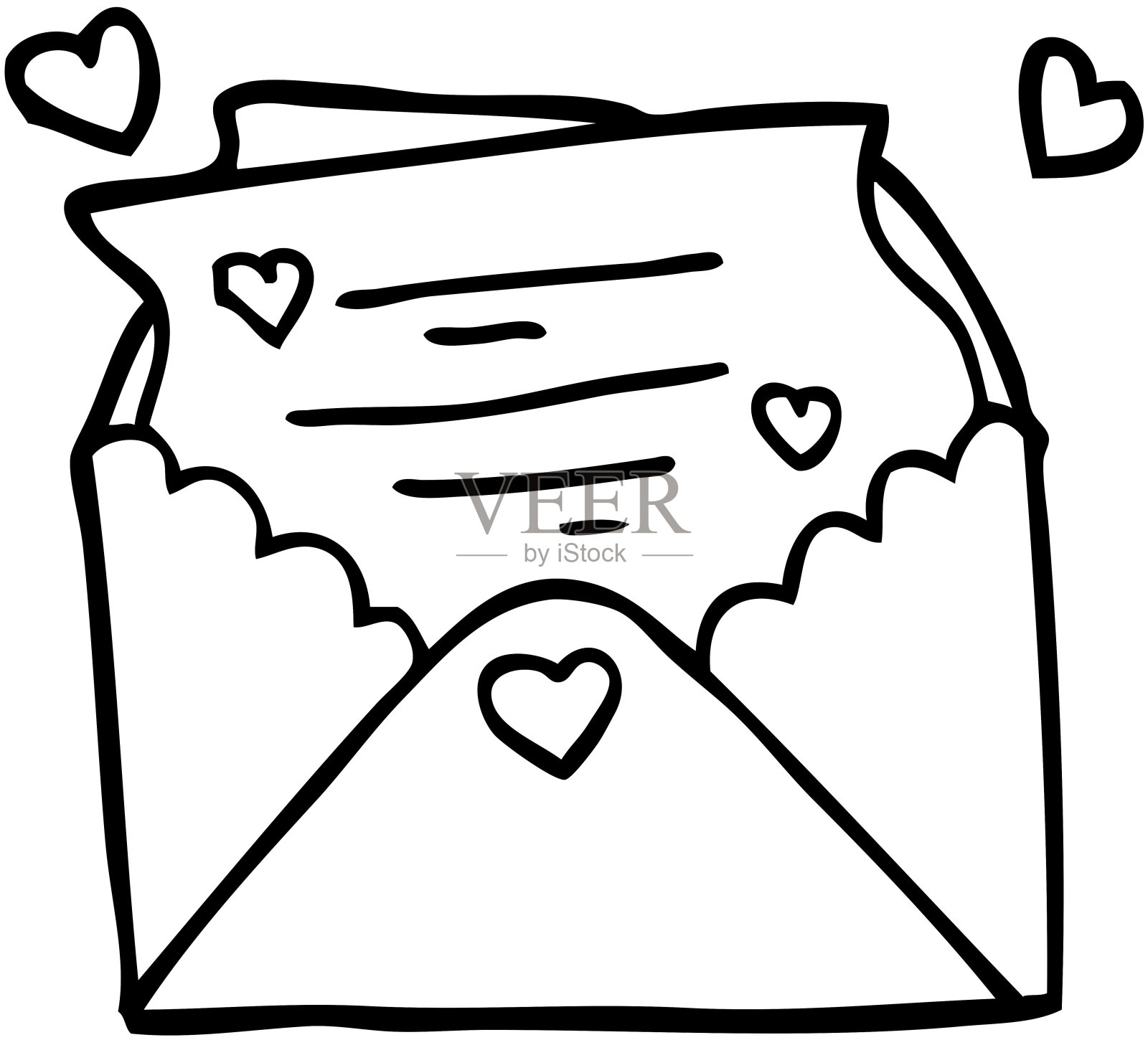 线条画卡通情书插画图片素材