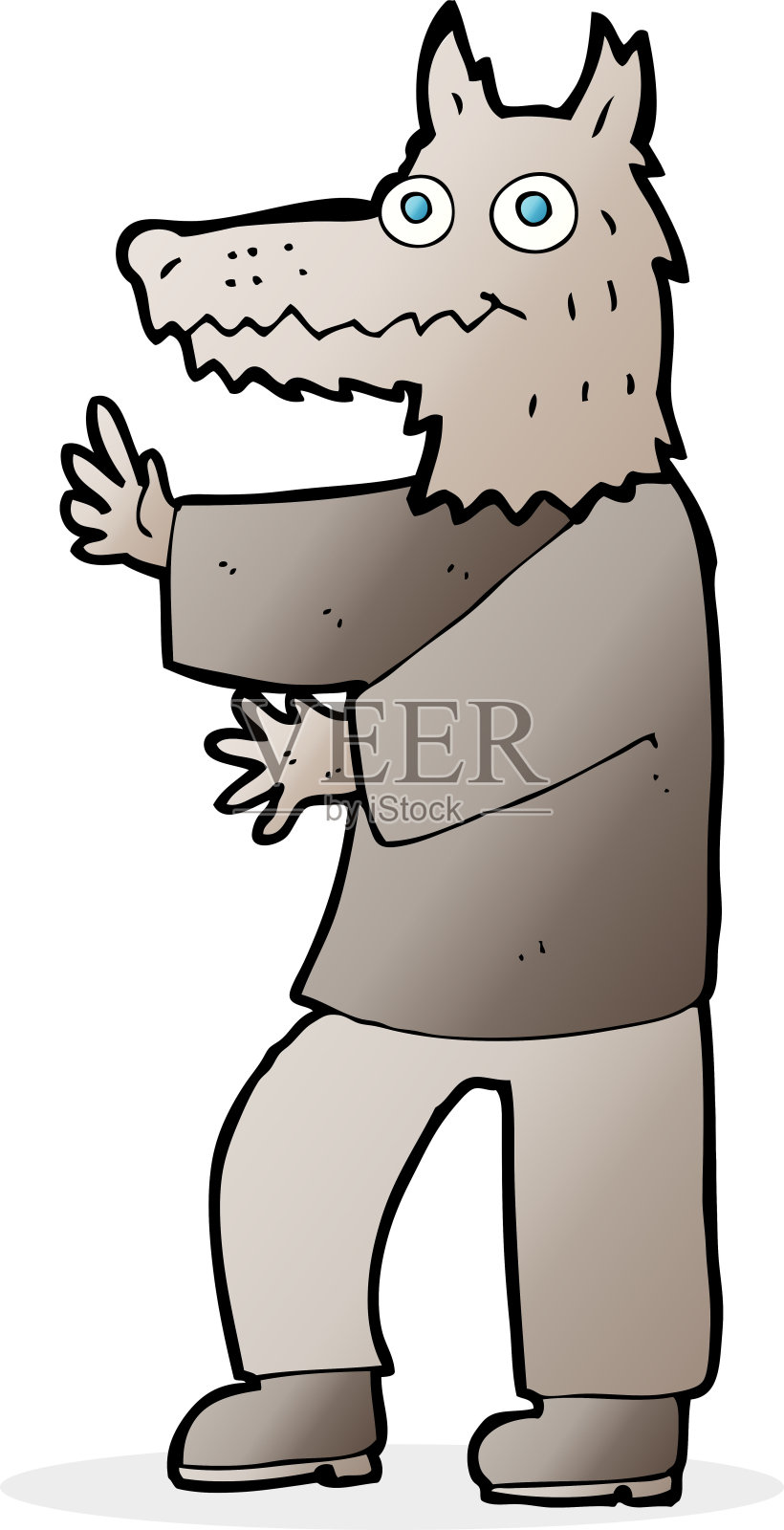 卡通搞笑狼人插画图片素材