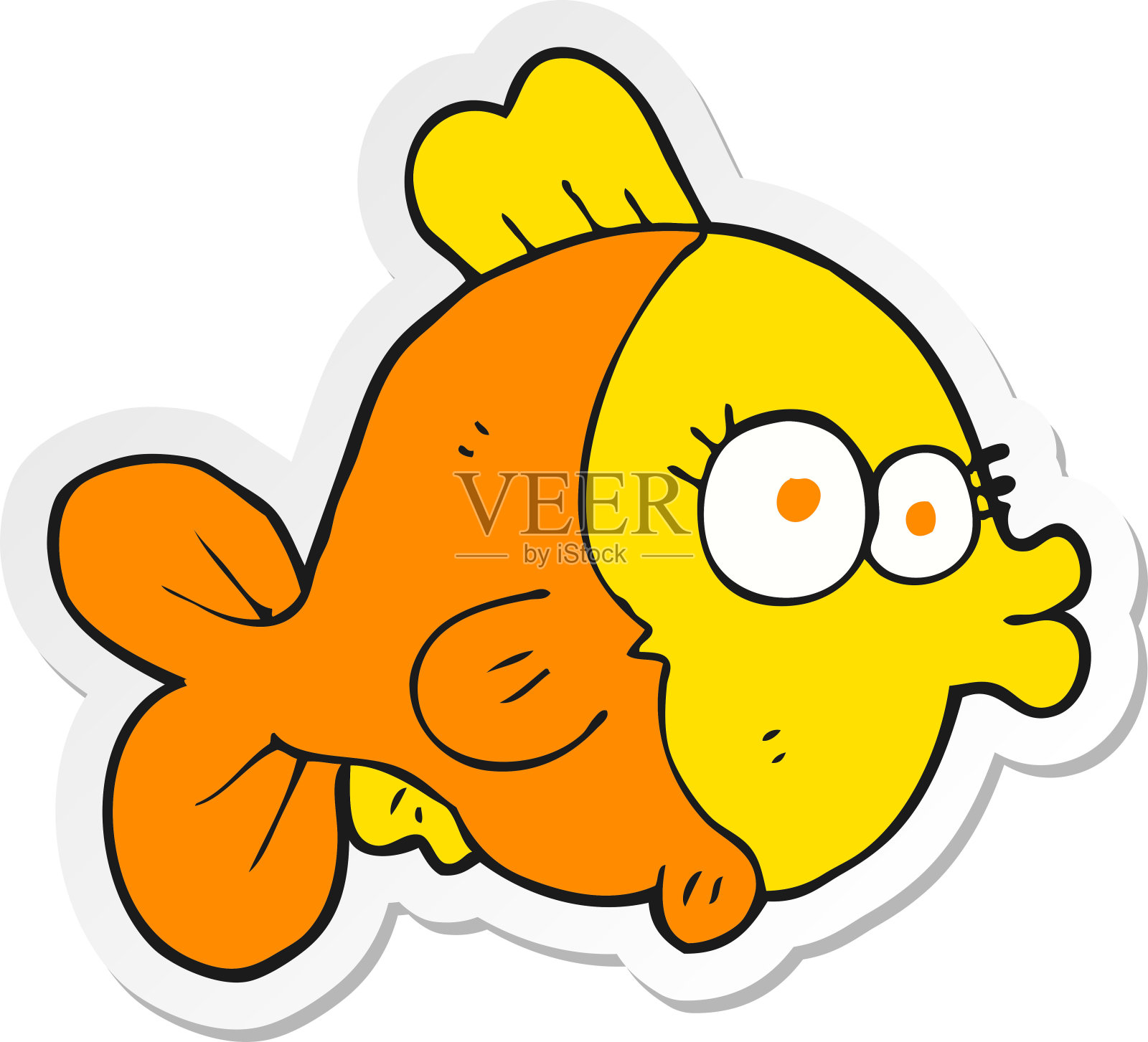 有趣的卡通鱼贴纸设计元素图片