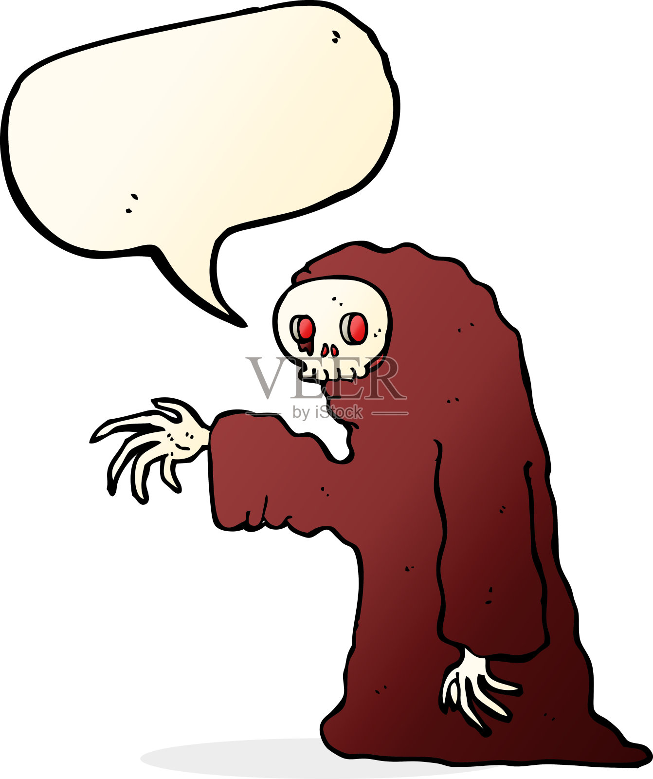 卡通幽灵万圣节服装与语音泡泡插画图片素材