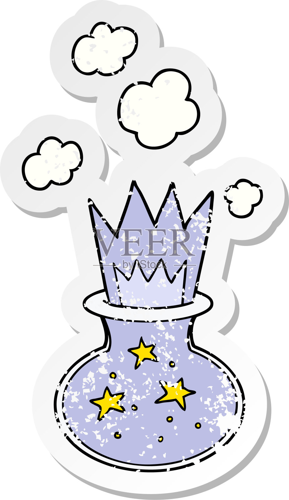 心疼贴纸的卡通魔法药水插画图片素材