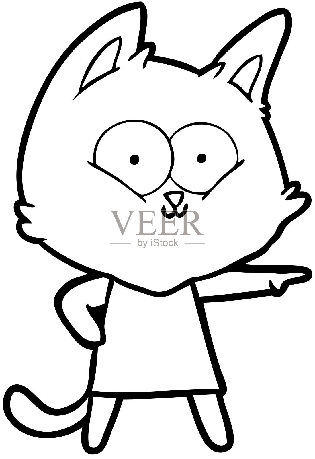 卡通猫女孩指指点点设计元素图片