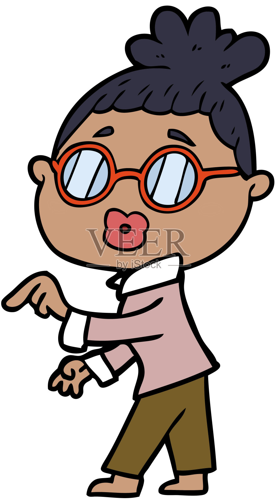 戴眼镜的卡通女人插画图片素材