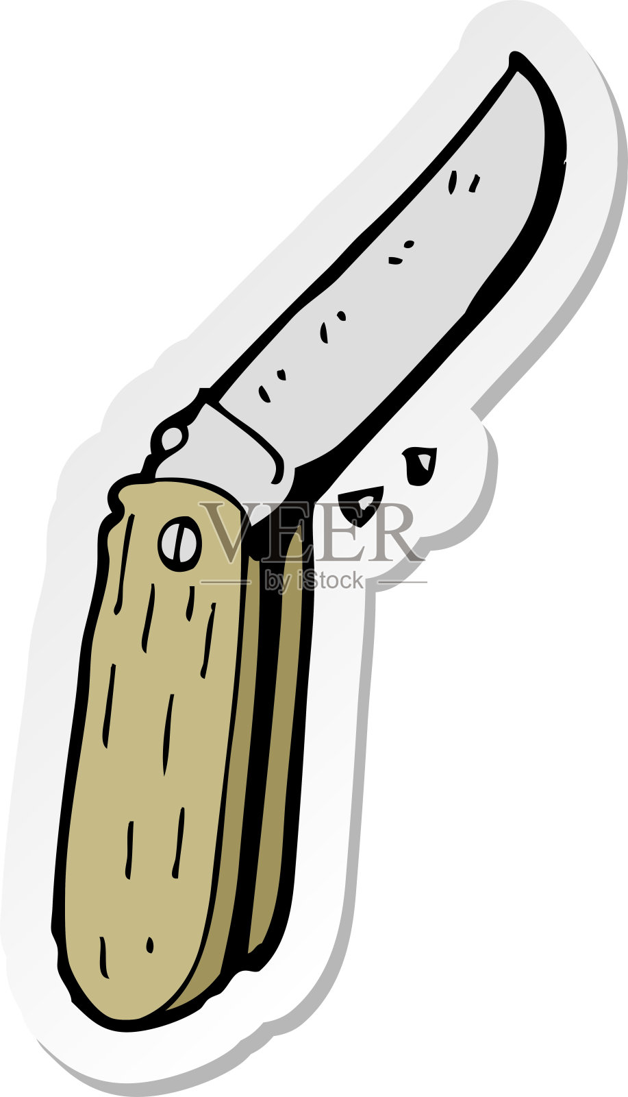 卡通折叠刀的贴纸插画图片素材