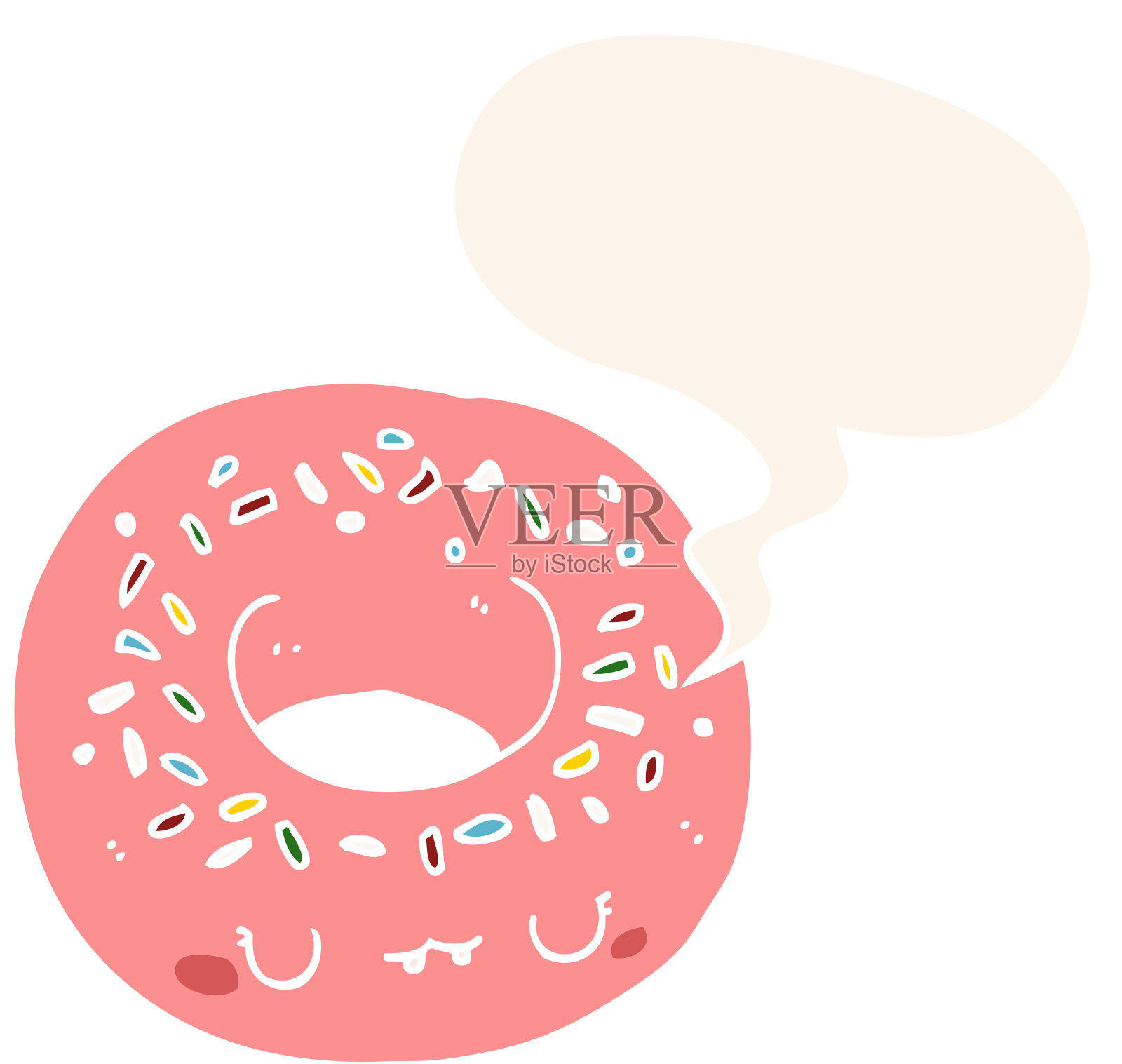 卡通甜甜圈，带有复古风格的语音泡泡设计元素图片