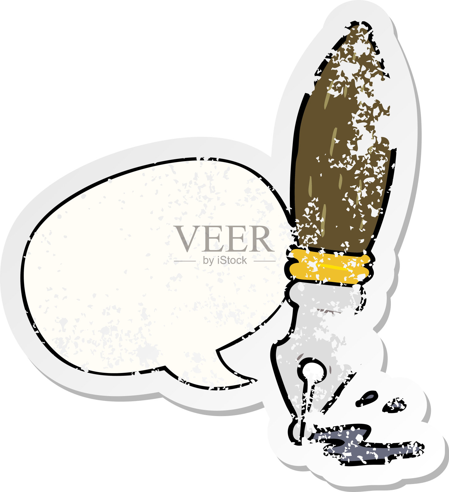 卡通传统钢笔用语音泡泡心疼心疼旧贴纸插画图片素材