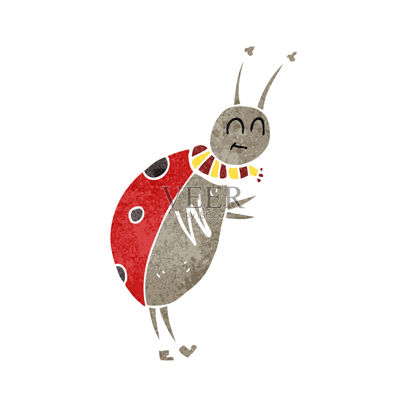 手绘复古卡通瓢虫插画图片素材