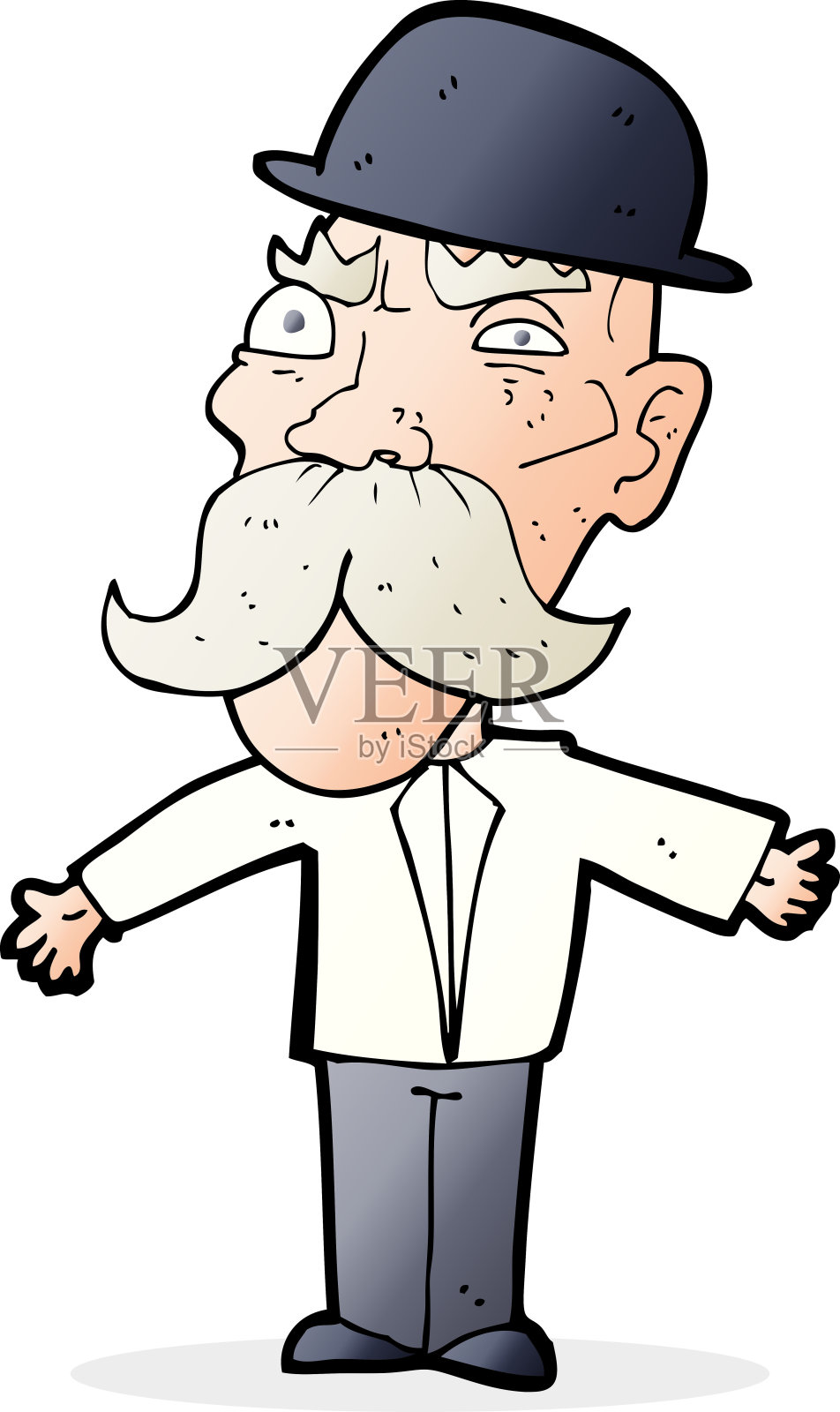 卡通愤怒的英国老人插画图片素材