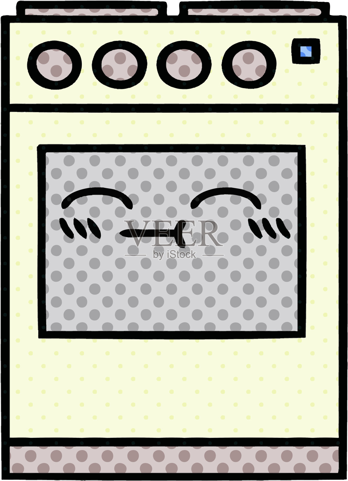 漫画书风格的卡通厨房烤箱设计元素图片