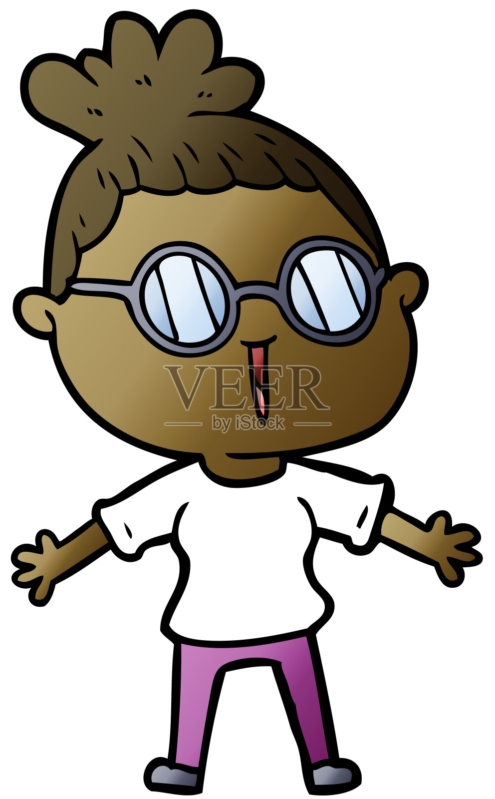 戴眼镜的卡通女人插画图片素材