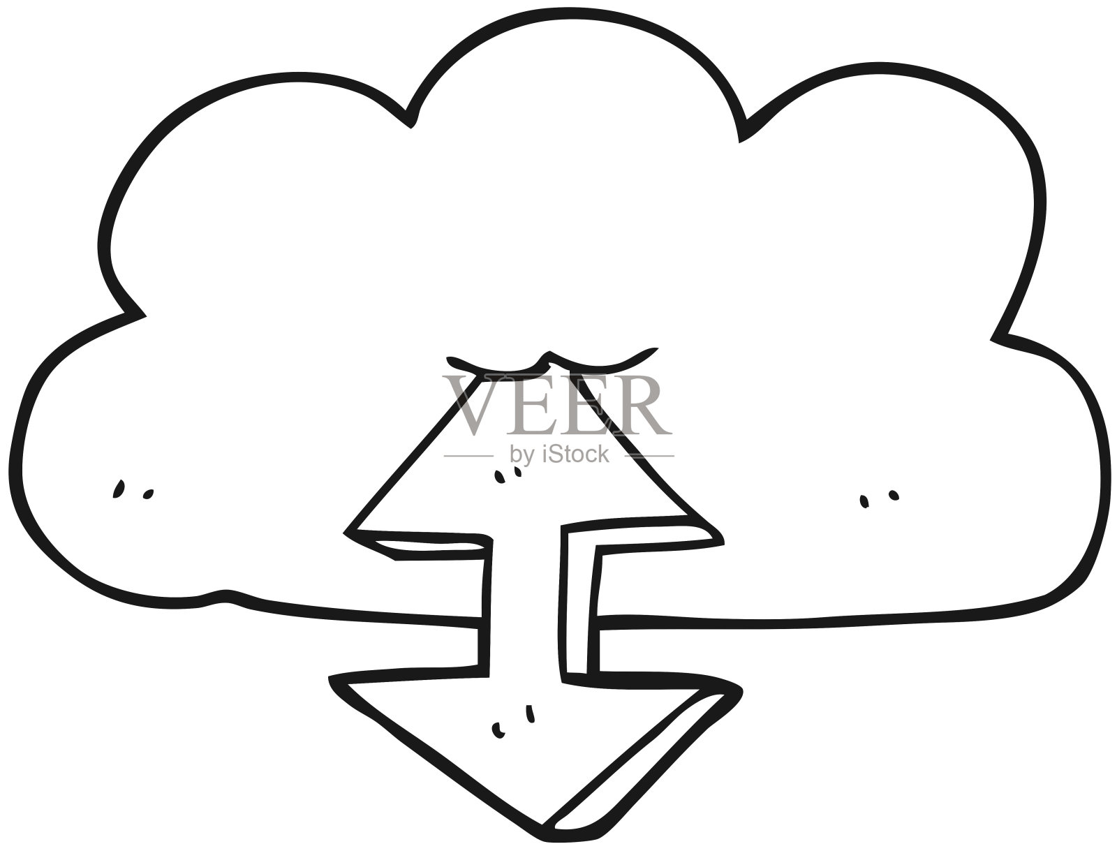 手绘黑白卡通数码云插画图片素材