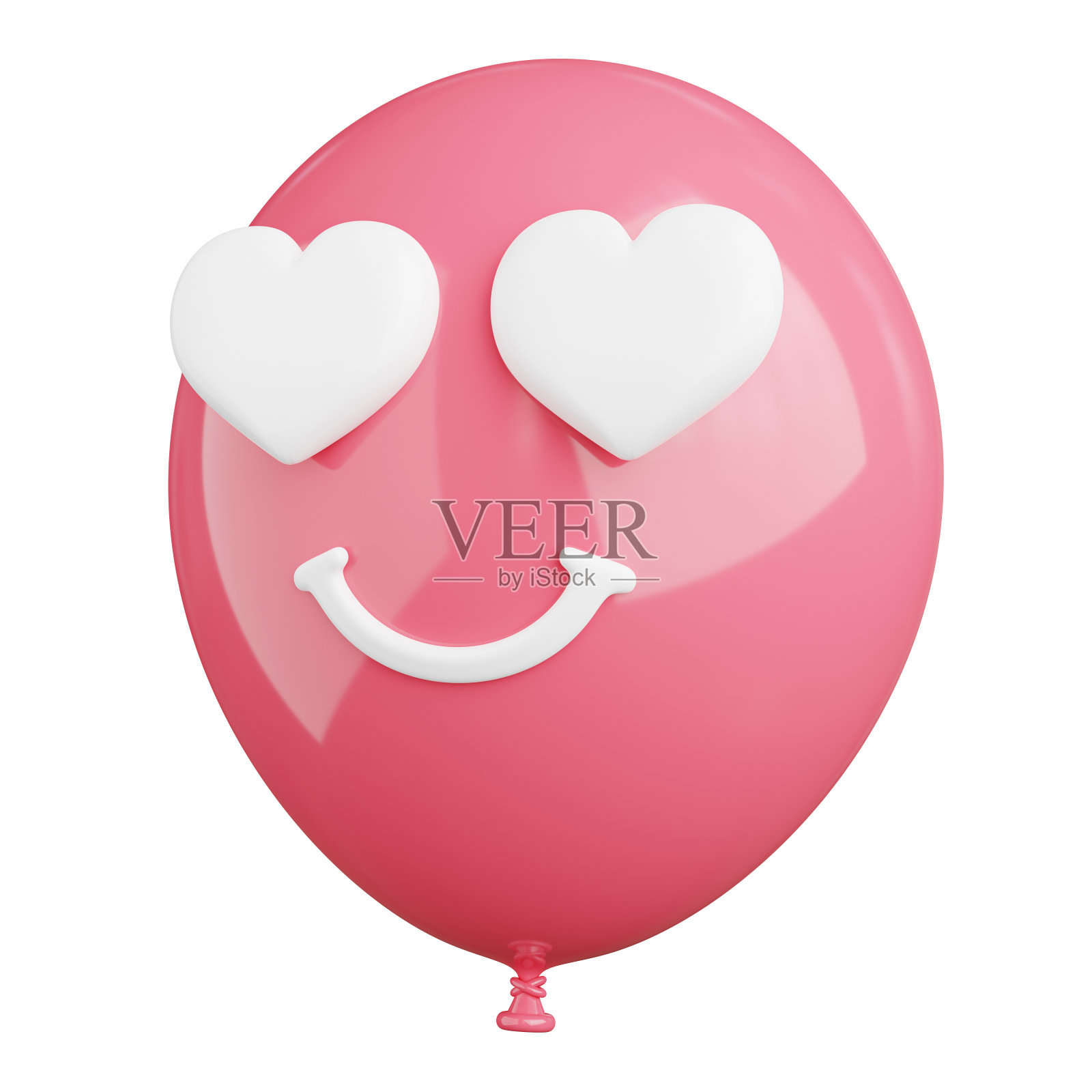 三维渲染的脸快乐气球图标。照片摄影图片