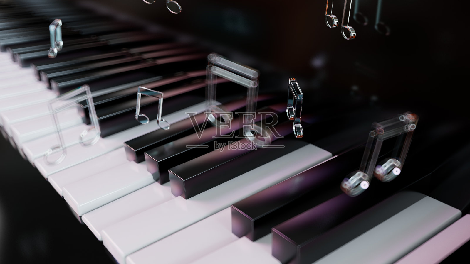 黑白钢琴键和音符照片摄影图片