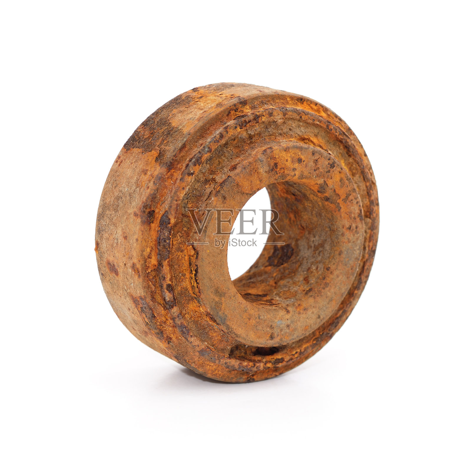 生锈的金属轴承。照片摄影图片