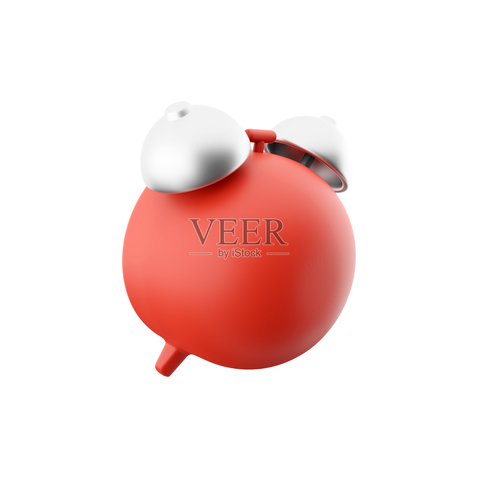 3D渲染红色复古闹钟在白色背景。最小的创意概念。3d渲染红色复古时钟图标。照片摄影图片