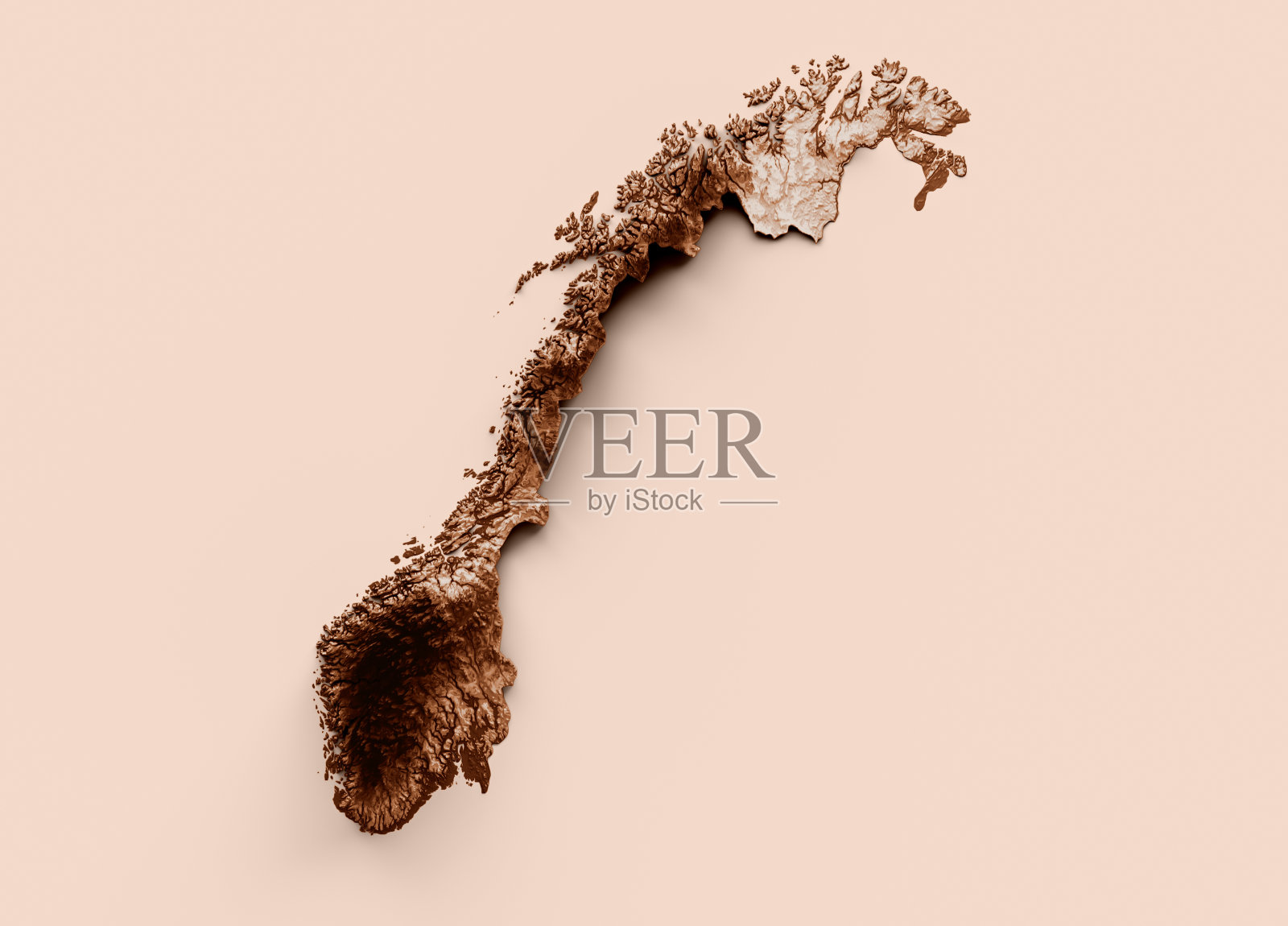 挪威地图的旧风格，棕色图形的复古风格。高细节3d插图照片摄影图片